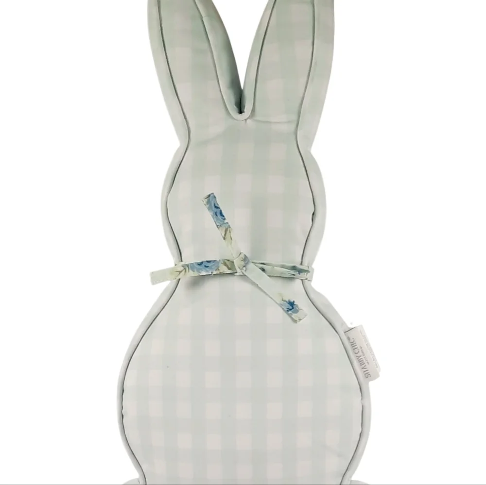 Shabby Chic Pillows BunnyShaped with Blue Roses Floral/cream/ Blue Plaid